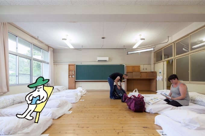 教室に雑魚寝のイメージ画像
