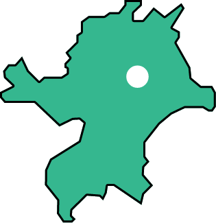 田川市の位置を示した福岡県のイラストマップ